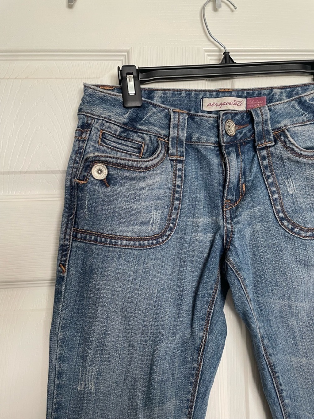 Vintage Aeropostale Women’s Medium Blue Flared Chelsea Bootcut Jeans 3/4 R - Picture 2 of 8